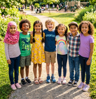 a-diverse-group-of-happy-children-standing-togethe a-diverse-group-of-happy-children-standing-togethe